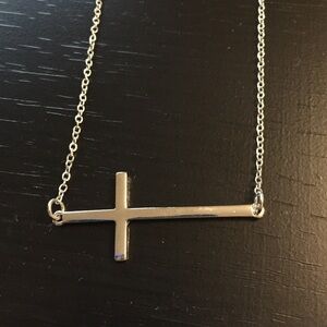 Silver Tone Cross Necklace